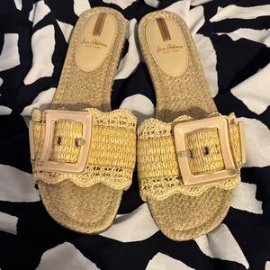 Sam Edelman Beige Woven Slide Sandals